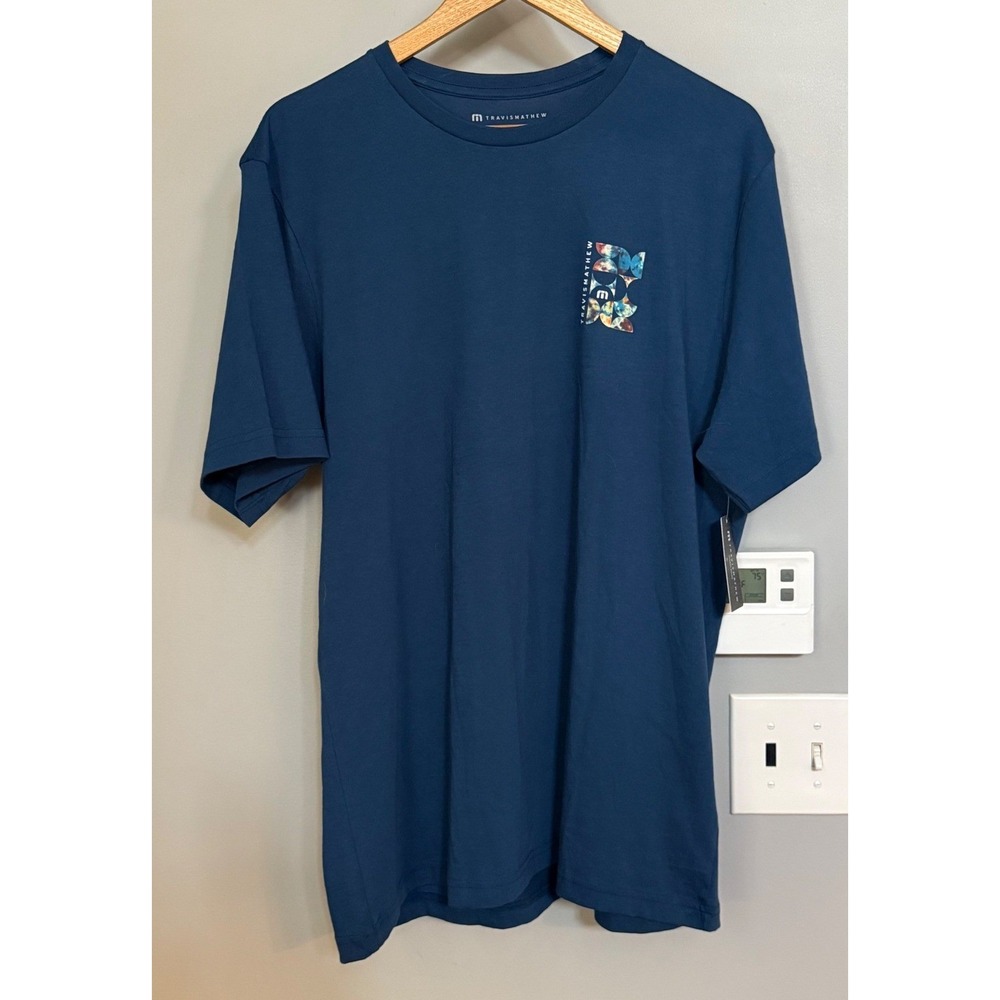 TravisMathew Mens Return Ticket Graphic T-Shirt Navy Blue XL A42234 NEW